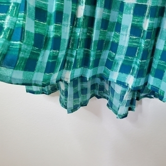 Melissa McCarthy Seven7 W Teal Sleeveless Plaid Babydoll Popover Top 1X EUC - Picture 7 of 10